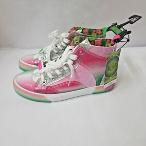 Wicked Movie High Top Sneakers Sz 6.5 Pink Green New Ground Up Elphaba Glynda